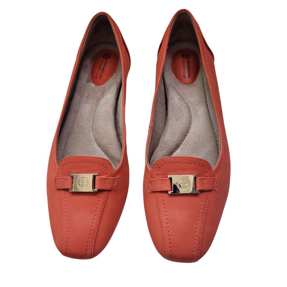Giani Bernini Jileece Orange Leather Slip On Loafers Size 8.5M 7126-2955